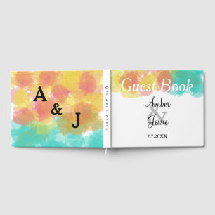 Monogram Watercolors Wedding Guest Book