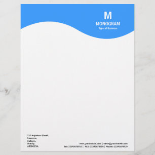 Monogram Wave - Baby Blue 3399FF Letterhead Template