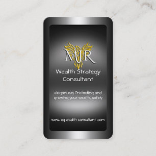 Monogram, Wealth Strategy Consultant, metal-look Business Card