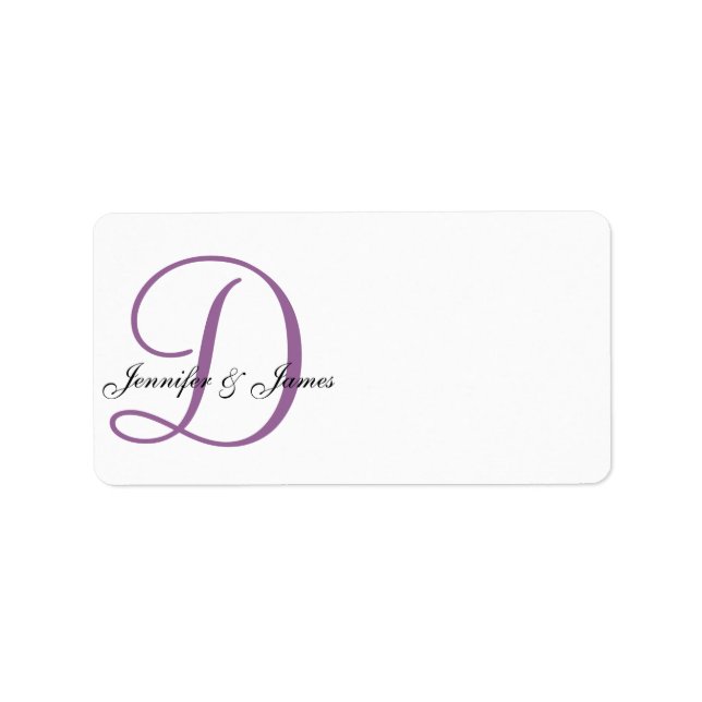 Monogram Wedding Address Labels Purple (Front)