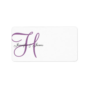 Monogram Wedding Address Labels Purple
