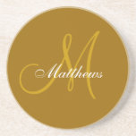 Monogram Wedding Anniversary Coaster Gold<br><div class="desc">Monogram Wedding Anniversary Coasters. Monogram Logo Design by Elke Clarke © 2008,  2009,  2010. Customise with your last name and monogram using the prompts or select "customise it" to have more editing options.</div>