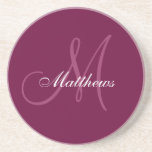 Monogram Wedding Anniversary Coaster Wine<br><div class="desc">Monogram Wedding Anniversary Coasters. Monogram Logo Design by Elke Clarke © 2008,  2009,  2010. Customise with your last name and monogram using the prompts or select "customise it" to have more editing options.</div>