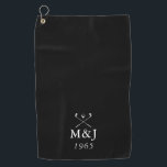Monogram Wedding Anniversary Date Golf Towel<br><div class="desc">Personalize the monogram initials and date to create a unique golf gift and keepsake for any golfer. Perfect for weddings,  anniversaries,  or any other special occasion. Designed by Thisisnotme©</div>