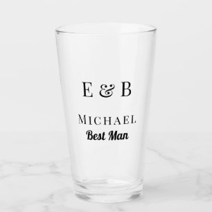 Monogram Wedding Best Man Gift Personalised Black Glass