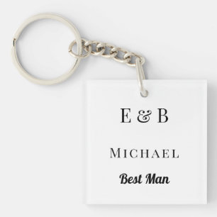 Monogram Wedding Best Man Gift Personalised Black Key Ring