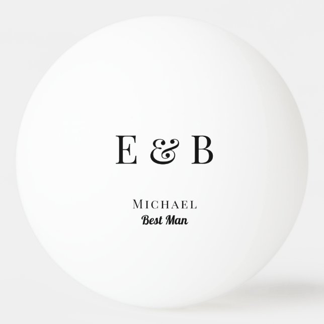 Monogram Wedding Best Man Gift Personalised Black  Ping Pong Ball (Front)