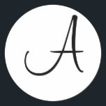 Monogram Wedding Black White Custom Initial Letter Classic Round Sticker<br><div class="desc">Monogram Wedding Black White Custom Initial Letter Envelope Seal Stickers</div>