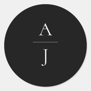 Monogram Wedding Black White Envelope Seal