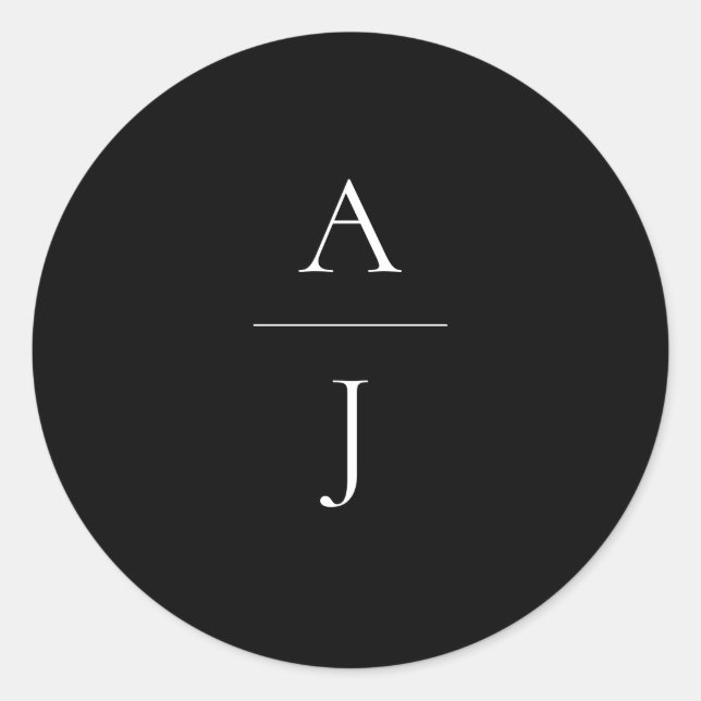Monogram Wedding Black White Envelope Seal (Front)