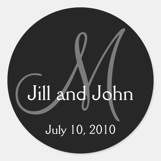 Monogram Wedding Bride Groom Date Envelope Sticker (Front)