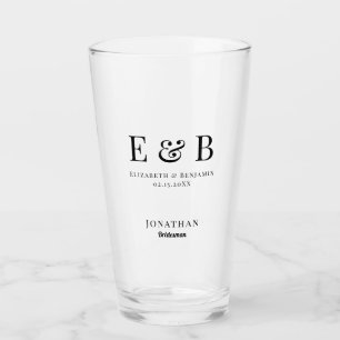 Monogram Wedding Bridesman Gift Personalised Black Glass