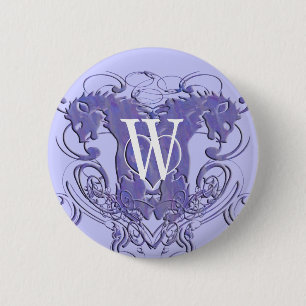 Monogram Wedding Button Lions  Swirls 4 Heads