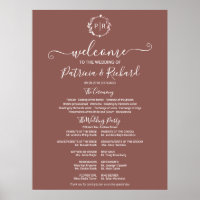 Monogram Wedding Ceremony Program Sign