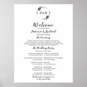 Monogram Wedding Ceremony Program Sign Board