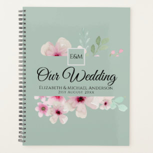 Monogram Wedding Couple Pink Blush Floral Planner