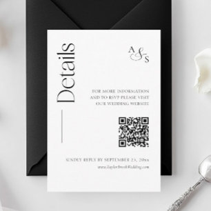 Monogram Wedding Details Website Qr Code Enclosure Card