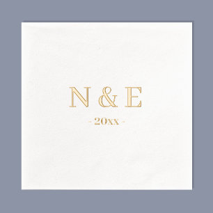 Monogram Wedding Elegant Minimal Stylish Gold Foil Napkins