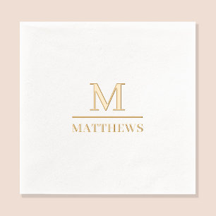 Monogram Wedding Elegant Minimalist Chic Gold Foil Napkins