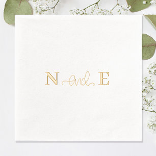 Monogram Wedding Elegant Modern Script Gold Foil Napkins