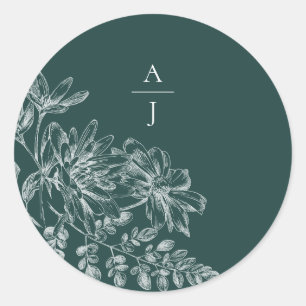 Monogram Wedding Emerald Green Envelope Seal