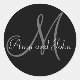Monogram Wedding Favour Sticker Black