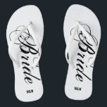 Monogram wedding flip flops for bride and groom<br><div class="desc">Rustic monogrammed wedding flip flops for groom and bride or guests. Custom strap colour for him and her / men and women. Customisable background colour and personalizable with name initials or monogram. Modern black and white his and hers wedge sandals with stylish script calligraphy typography. Cute party favour for beach...</div>