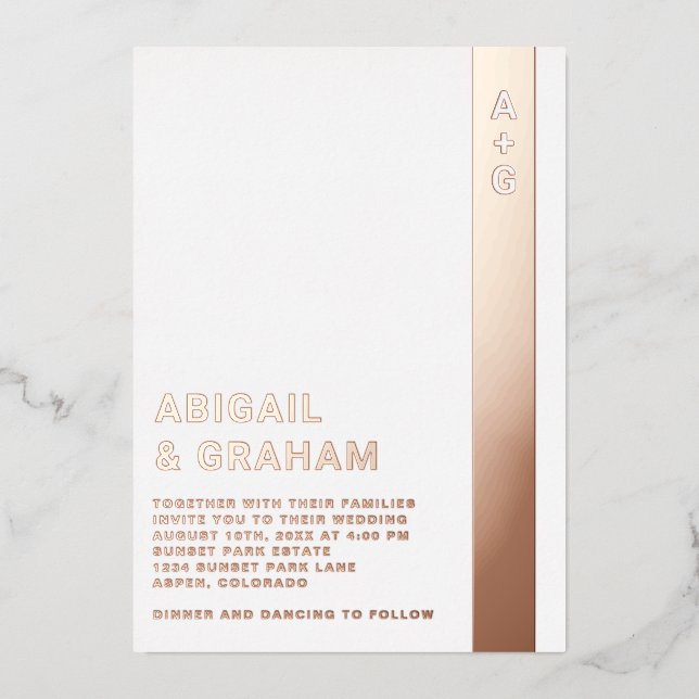 Monogram Wedding Foil Invitation (Front)