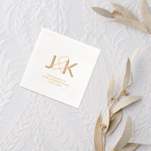 Monogram Wedding Foil Stamped Napkins