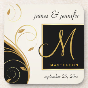 Monogram Wedding Gift Cork Coasters - Contemporary