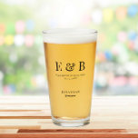 Monogram Wedding Groomsman Gift Personalised Black Glass<br><div class="desc">Monogram personalised wedding pint glass gift for groomsmen.</div>