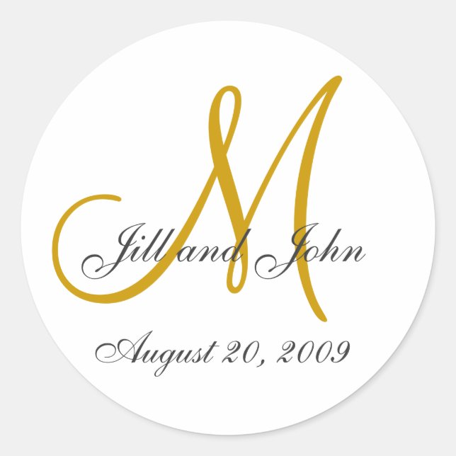 Monogram Wedding Initial Bride Groom Gold Seal (Front)