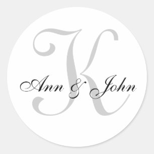 Monogram Wedding Initial Bride Groom Names Sticker