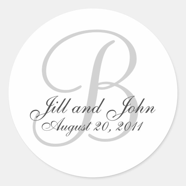 Monogram Wedding Initial Bride Groom Seal Sticker (Front)