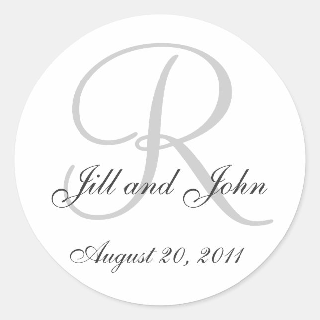 Monogram Wedding Initial Bride Groom Seal Sticker (Front)