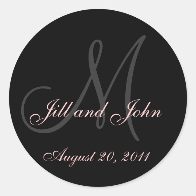 Monogram Wedding Initial Bride Groom Seal Sticker (Front)