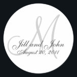 Monogram Wedding Initial Bride Groom Seal Stickers<br><div class="desc">Monogram Stickers by Elke Clarke ©2008-11 More designs available at WhiteWhimsicalWedding.com. Customise with your information and colours. Use for envelope seals on your wedding invitations,  wedding favour stickers or cake box labels or even wine bottle labels. Choose from a variety of great sticker shapes too.</div>