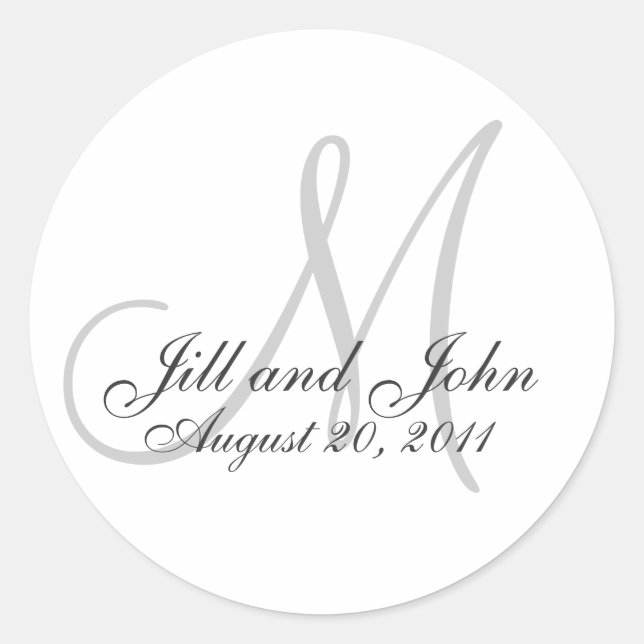 Monogram Wedding Initial Bride Groom Seal Stickers (Front)