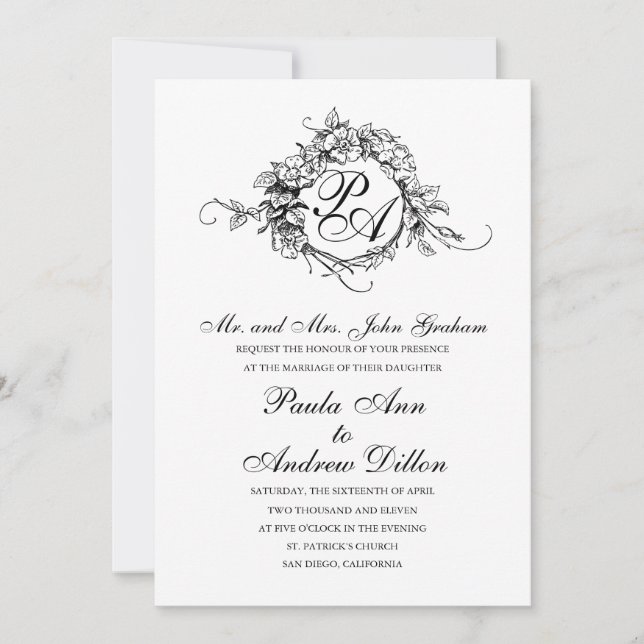 Monogram Wedding Invitation (Front)