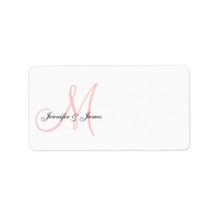 Monogram Wedding Invitation Address Labels Pink