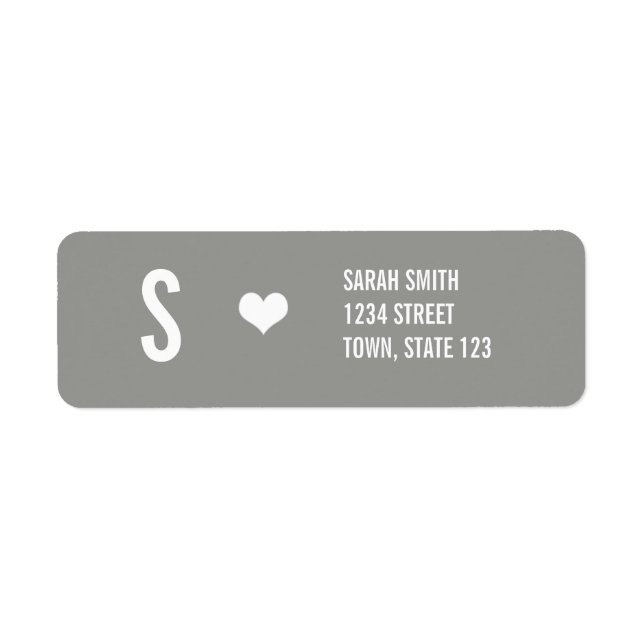 Monogram Wedding Invitation Grey Address Labels (Front)