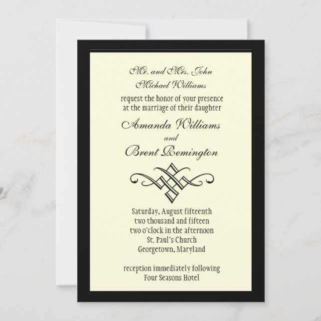 Monogram Wedding Invitation in Off White (Front)