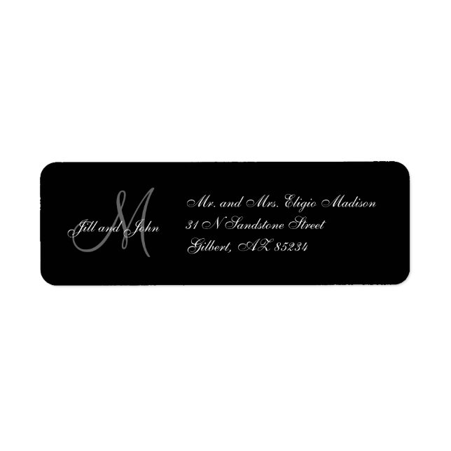 Monogram Wedding Invitation Return Address Labels (Front)