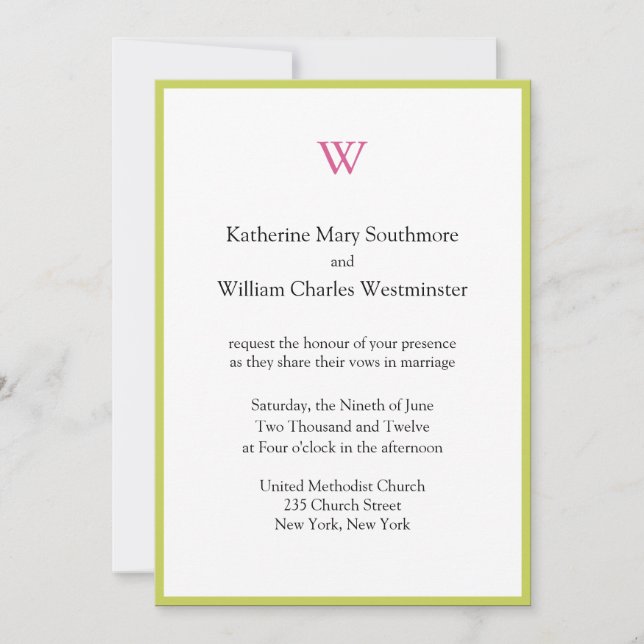 Monogram Wedding Invitations (Front)