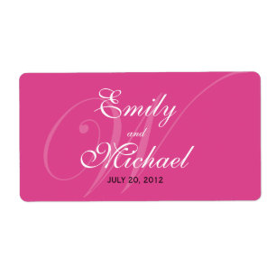 Monogram Wedding Labels -Bright Pink