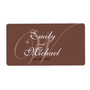 Monogram Wedding Labels -Chocolate
