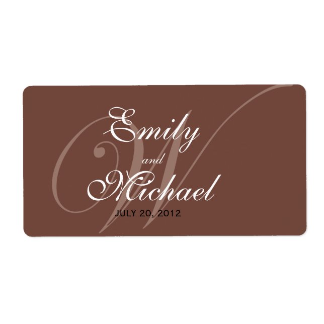 Monogram Wedding Labels -Chocolate (Front)