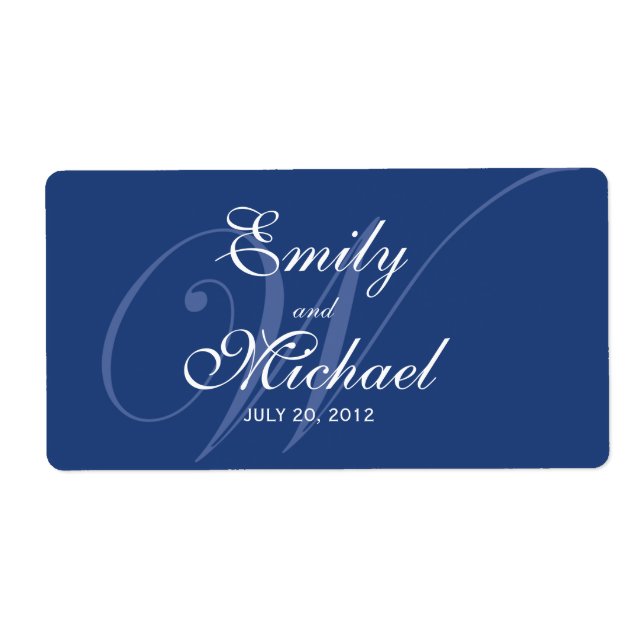 Monogram Wedding Labels -Deep Blue (Front)