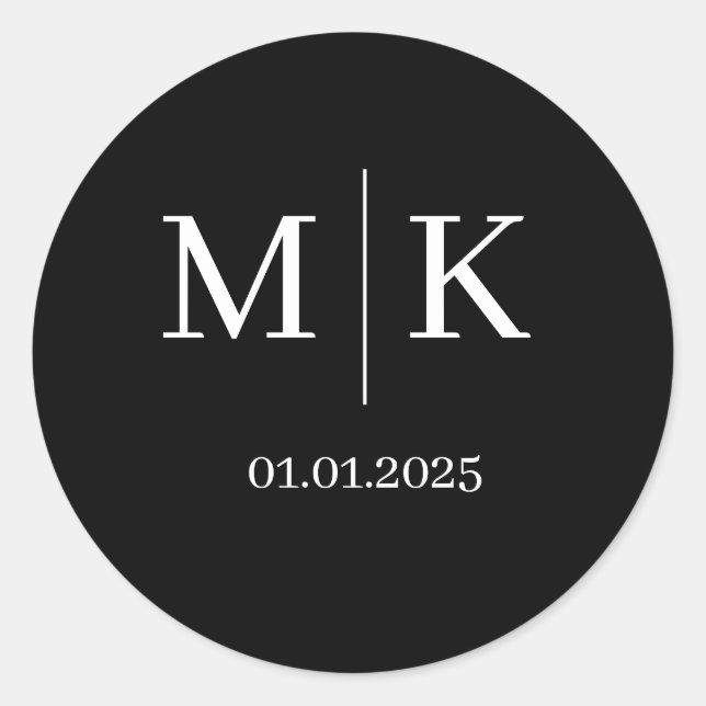 Monogram Wedding Labels | Event Stickers  (Front)