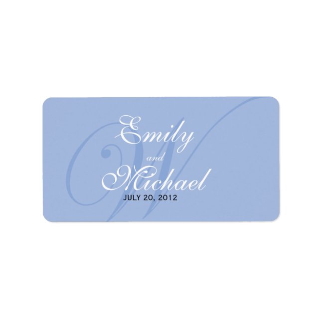 Monogram Wedding Labels -Periwinkle (Front)